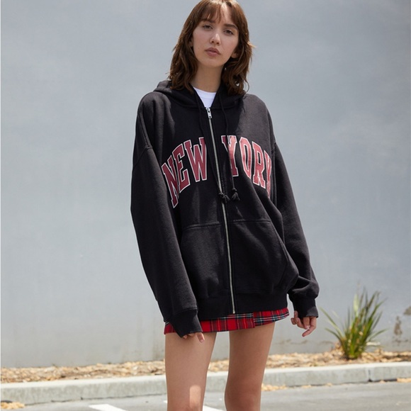 Brandy Melville Tops - Brandy Melville New York Zip-up Hoodie